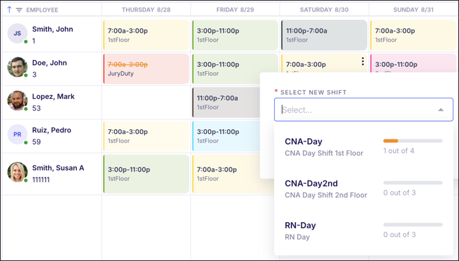 Advanced Schedules Replace Shift