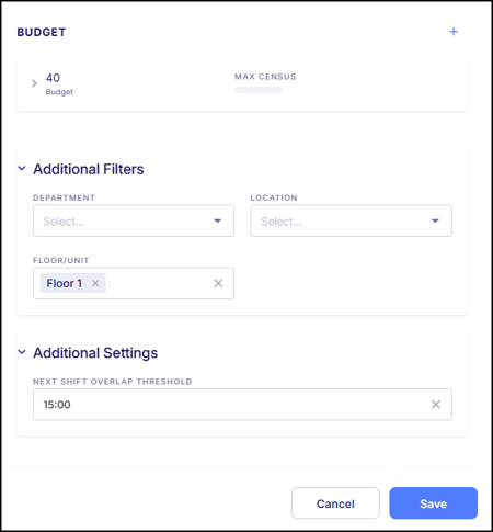 Advanced Schedules, Budget, Additional Filters and Settings