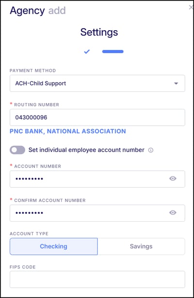 Agency Payment Settings
