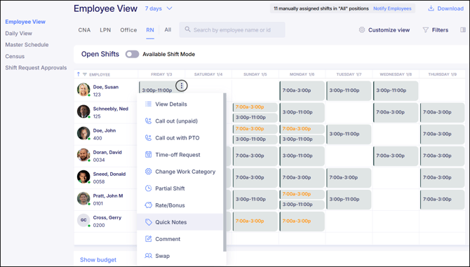 Apply Quick Note EE View