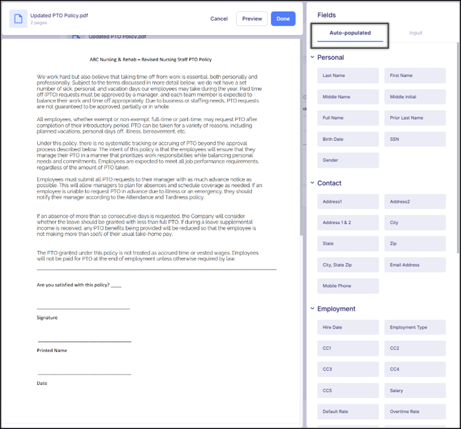 Auto-populated Digitize Fields