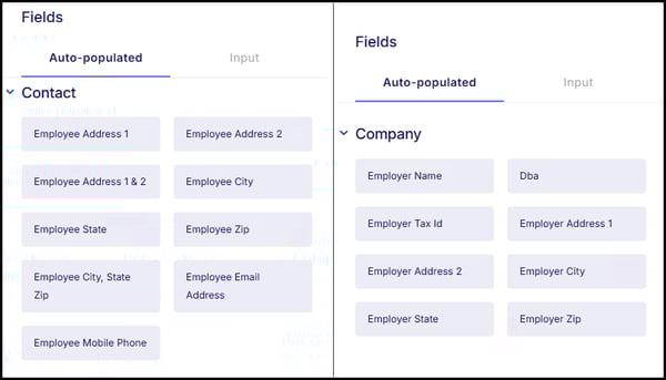 Auto-populated Digitized Fields Contact and Company