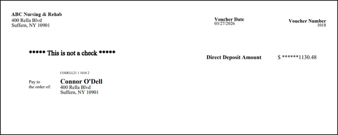 Check Stub - Direct Deposit