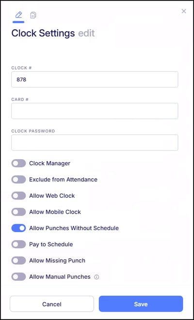 Clock Settings Allow Punches Without Schedule