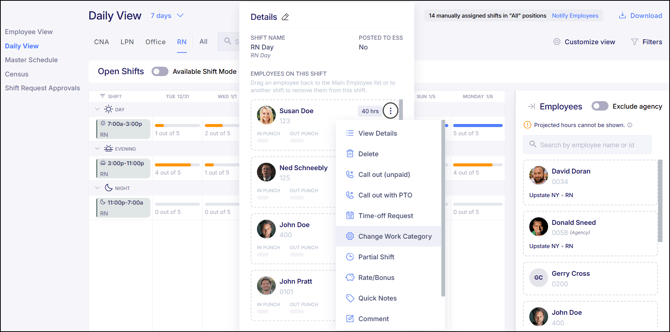 Daily View Assign Work Category