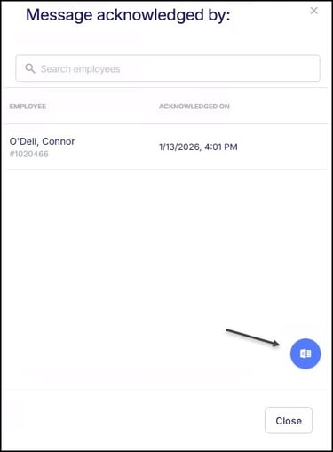 ESS Announcment Acknowledgement Export to Excel