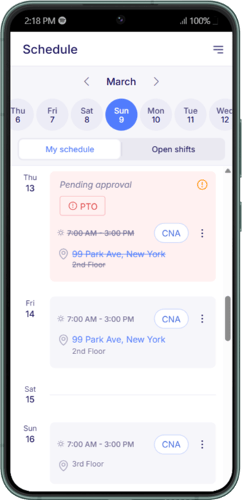 ESS PTO request in schedules
