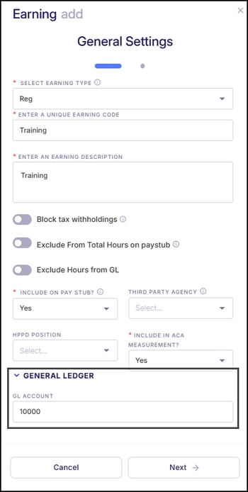 Earning Code GL Mapping