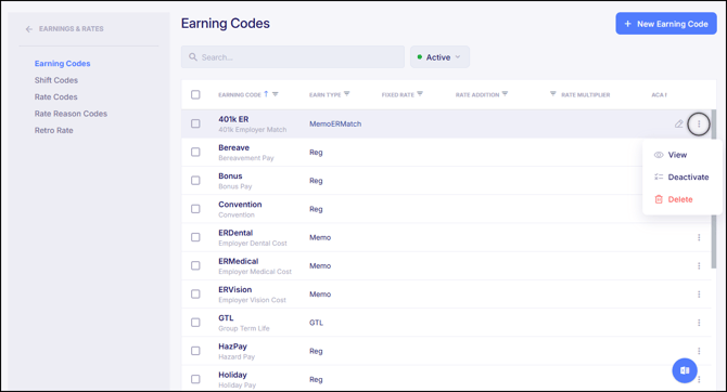 Earning Codes