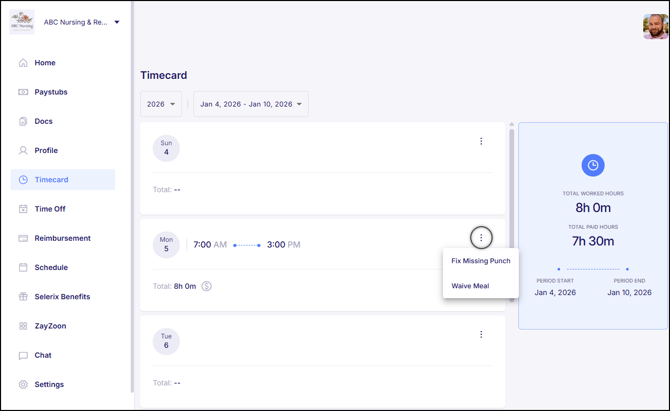 Fix Missing Punch and Waive Meal