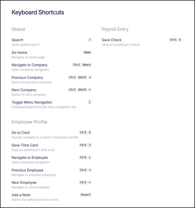 Keyboard Shortcuts