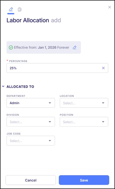 Labor Allocation Setup
