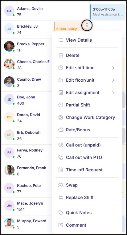 Managing Shift Options 1