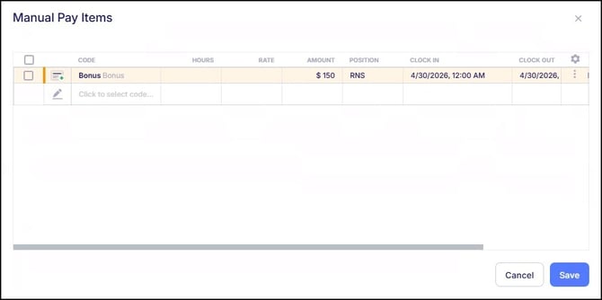 Manual Pay Item Allocations