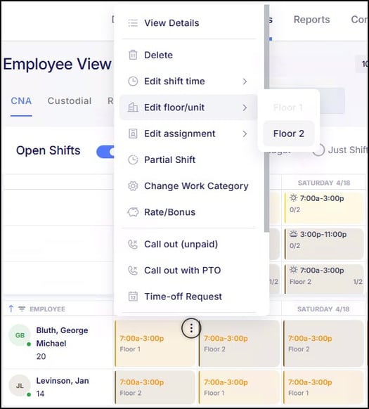 New Edit Shift Options