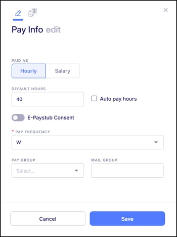 Pay Info Edit