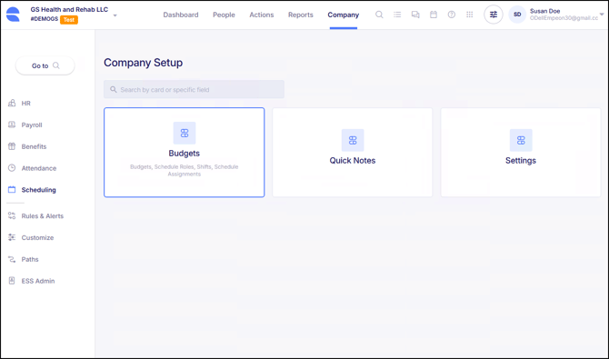 Scheduling Budgets Card