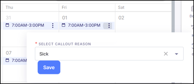 Select Callout Basic Scheduler