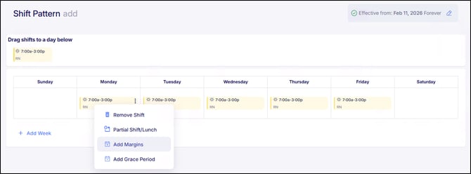 Shift Pattern Add Margins