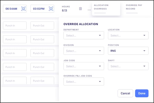 Time Card Override Allocation