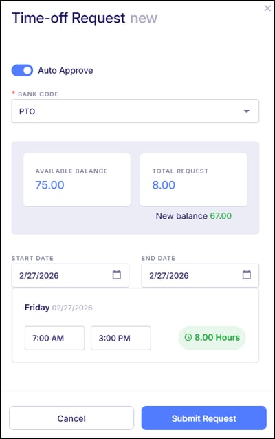 Time Card Time Off Request 1