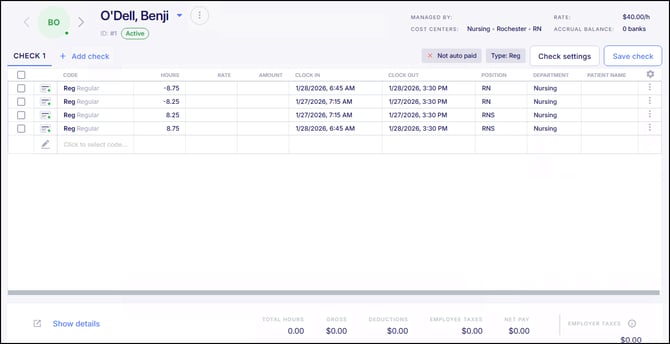 Time Card adjustment applied in payroll