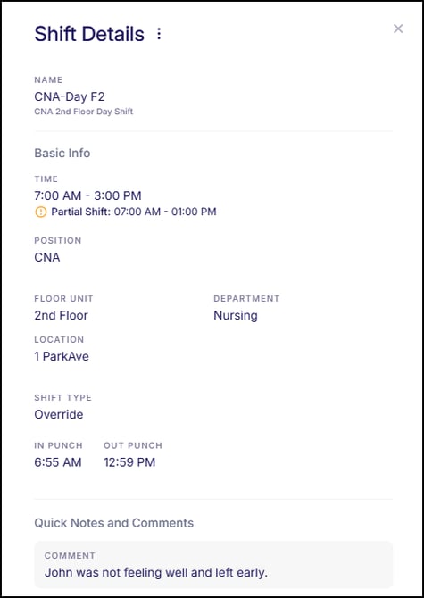 View Shift Details 2
