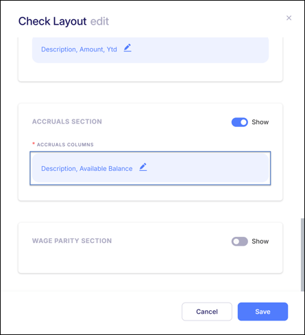 accruals check layout