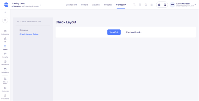check layout setup