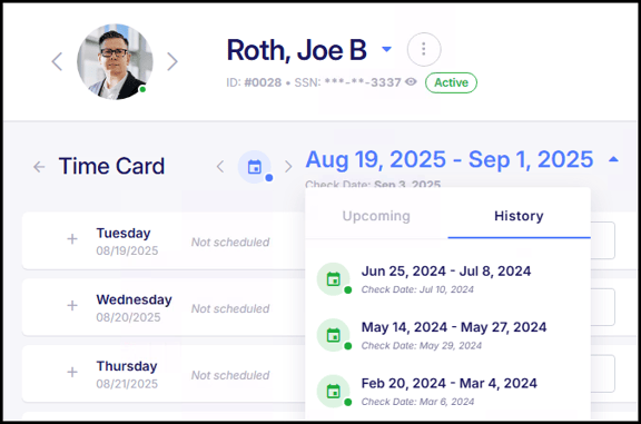 historical timecard