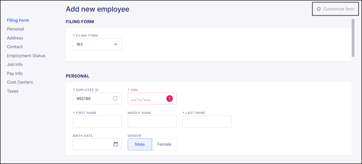 Adding a New Employee