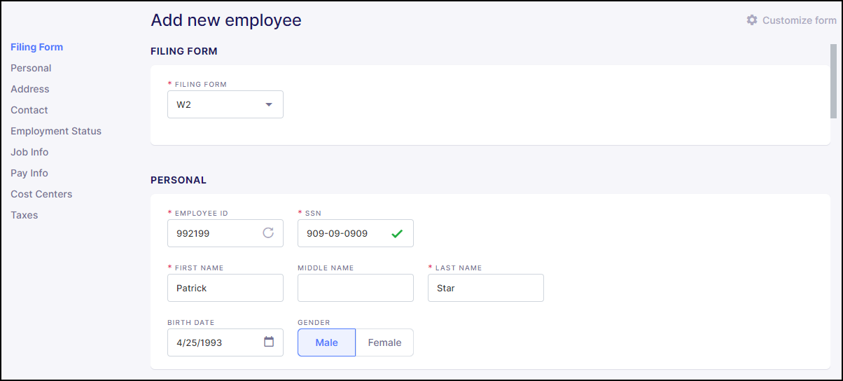 Adding a New Employee
