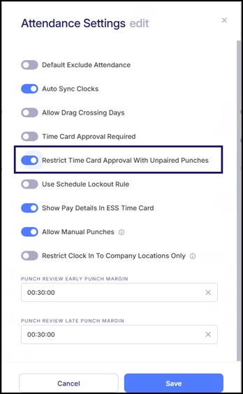 restrict time card